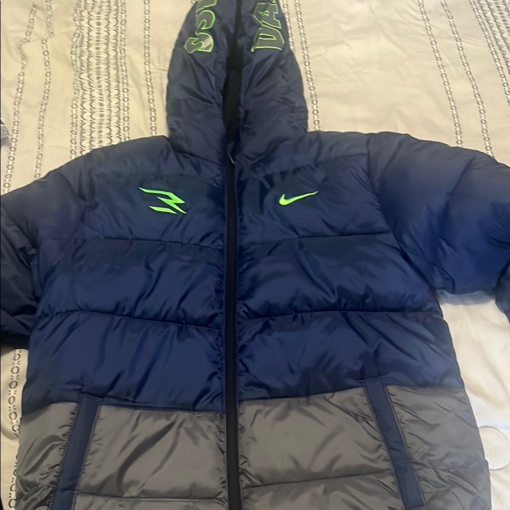 Nike Blue and Gray Puffer Jacket with Insulated Padding
